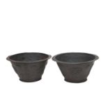 A PAIR OF TIBETAN PATINATED METAL PLANTERS, 19TH CENTURY
