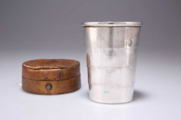 A GEORGE V SILVER COLLAPSIBLE BEAKER CUP