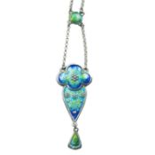 CHARLES HORNER - A SILVER AND ENAMEL PENDANT NECKLACE