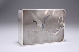 A JAPANESE SILVER AND MIXED METAL TABLE BOX, MEIJI PERIOD