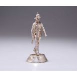 AN ELIZABETH II CAST SILVER FIGURE OF A ROYAL MARINES COMMANDO SOLDIER