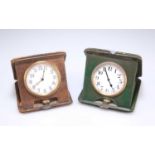 TWO GILT METAL TRAVEL CLOCKS