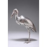 A GERMAN LARGE SILVER MODEL OF AN EGRET, 19TH CENTURY