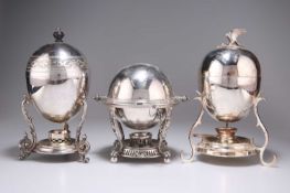 THREE EDWARDIAN SILVER-PLATED EGG BOILERS