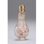 A GLASS SCENT BOTTLE, CIRCA 1760-70, PROBABLY DECORATED IN THE LONDON ATELIER OF JAMES GILES