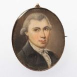 AN 18TH CENTURY PORTRAIT MINIATURE BROOCH