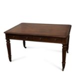 A REGENCY MAHOGANY LEATHER-INSET LIBRARY TABLE