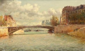 WILLEM CAREL NAKKEN (DUTCH, 1835-1926) BRIDGE OVER THE SEINE