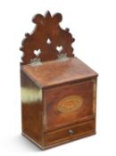 A GEORGE III INLAID MAHOGANY CANDLE BOX