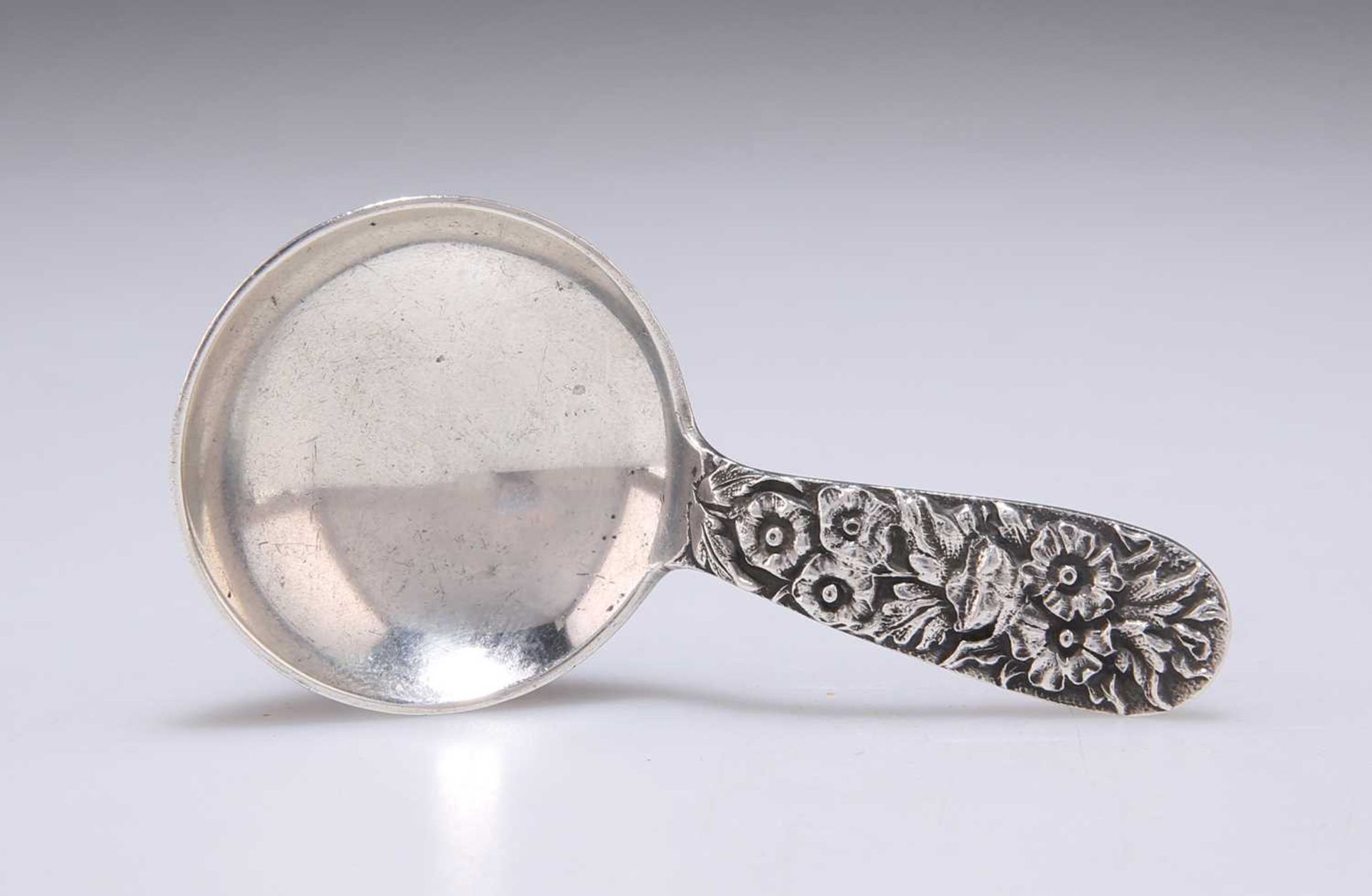 AN AMERICAN SILVER CADDY SPOON