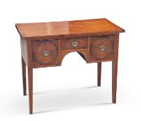 A GEORGE III CROSS-BANDED AND EBONY-STRUNG MAHOGANY DRESSING TABLE