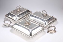 THREE SILVER-PLATED ENTRÉE DISHES, LATE 19TH CENTURY