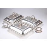 THREE SILVER-PLATED ENTRÉE DISHES, LATE 19TH CENTURY