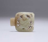 A CHINESE JADE ELEMENT OF A BELT BUCKLE/HOOK