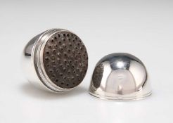 A GEORGE III SILVER EGG-SHAPED NUTMEG GRATER