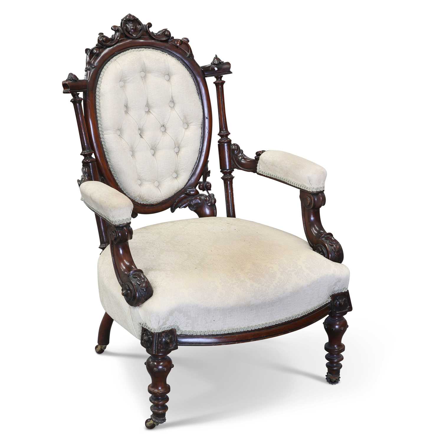 A VICTORIAN ROSEWOOD PARLOUR CHAIR