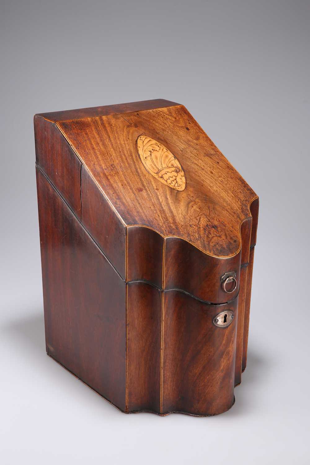 A GEORGE III INLAID MAHOGANY KNIFE BOX