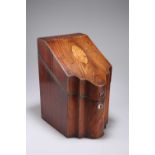 A GEORGE III INLAID MAHOGANY KNIFE BOX