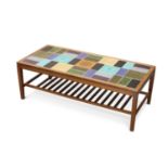 A 1970S TILE-TOP TEAK COFFEE TABLE