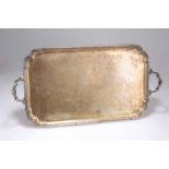 A GEORGE VI SILVER TWIN-HANDLED TRAY