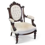 A VICTORIAN ROSEWOOD PARLOUR CHAIR