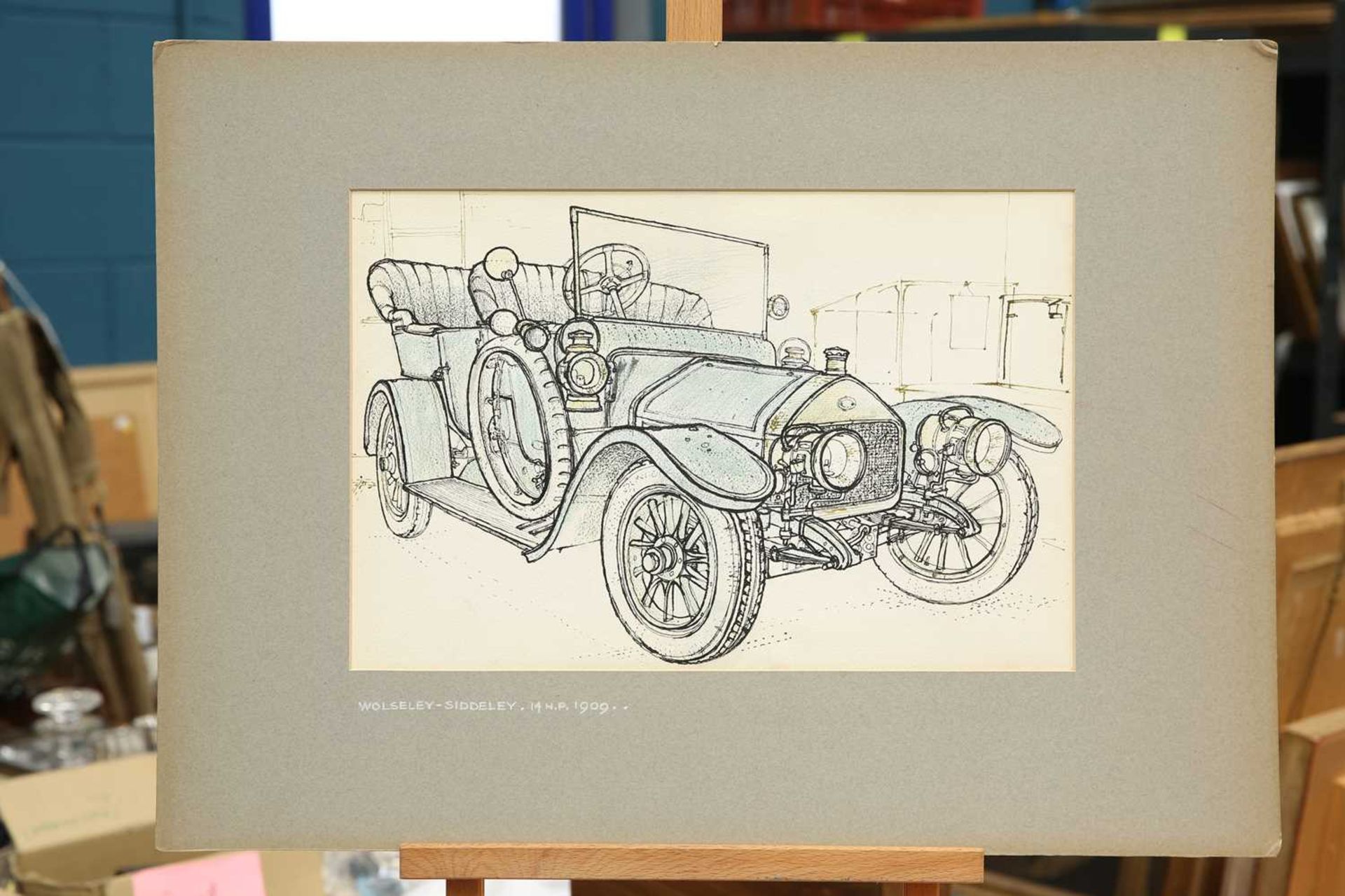 MARY BURGOYNE (NÉE TAYLOR) (20TH CENTURY) FIVE INK DRAWINGS OF EARLY 20TH CENTURY CARS - Image 5 of 5