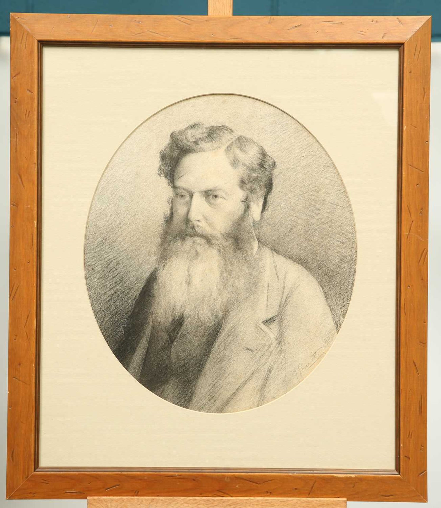 19TH CENTURY ENGLISH SCHOOL PORTRAIT OF A MAN, POSSIBLY WILLIAM MORRIS - Image 2 of 2
