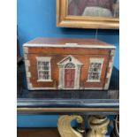 A PAINTED MAHOGANY COTTAGE BOX