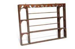 A GEORGIAN OAK AND PINE PLATE RACK