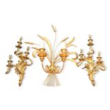 A PAIR OF ROCOCO REVIVAL GILT-BRONZE THREE-BRANCH WALL SCONCES, 19TH CENTURY