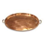 A 19TH CENTURY COPPER TWO-HANDLED TRAY