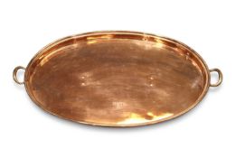 A 19TH CENTURY COPPER TWO-HANDLED TRAY