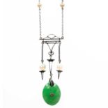 AN ART DECO JADE, PEARL AND DIAMOND PENDANT NECKLACE