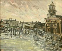 KENNETH GRIBBLE (1925-1995) MARKET SQUARE IN THE RAIN, MIDDLESBROUGH