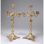 A PAIR OF GILT-BRASS FOUR-LIGHT CANDELABRA, 20TH CENTURY