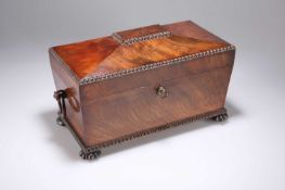 A WILLIAM IV MAHOGANY TEA CADDY