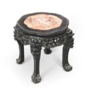 A CHINESE MARBLE-INSET HARDWOOD STAND, CIRCA 1900