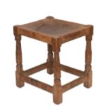 ROBERT THOMPSON OF KILBURN, AN EARLY MOUSEMAN OAK STOOL, CIRCA 1930S