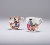 TWO WORCESTER POLYCHROME COFFEE CUPS