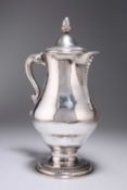 A GEORGE II IRISH SILVER BEER JUG AND COVER