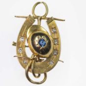A VICTORIAN NOVELTY SAPPHIRE AND DIAMOND EQUESTRIAN BROOCH