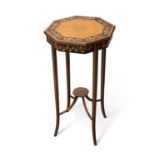 AN EDWARDIAN SATINWOOD, ROSEWOOD AND INLAID OCCASIONAL TABLE