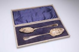 A PAIR OF GEORGE III GILT-WASHED SILVER BERRY SPOONS