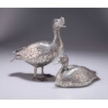 PATRICK MAVROS: A PAIR OF SILVER SCULPTURES OF KNOB BILLED DUCKS