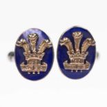 A PAIR OF ROYAL COMMEMORATIVE SILVER AND ENAMEL CUFFLINKS