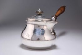 A GEORGE III SILVER BRANDY PAN WITH COVER