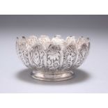 A LUCKNOW INDIAN SILVER 'JUNGLE BOOK' BOWL, LATE 19TH CENTURY