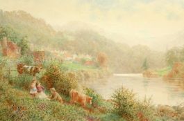 CHARLES GREGORY RWS (1850-1920) MISTY MORNING ON THE WYE