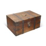 A 19TH CENTURY IRON-BOUND TEAK STRONG-BOX