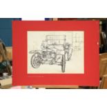 MARY BURGOYNE (NÉE TAYLOR) (20TH CENTURY) FIVE INK DRAWINGS OF EARLY 20TH CENTURY CARS